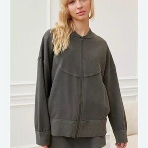 Urban Outfitters Gray Bomber Jacket with Relaxed Fit